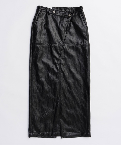 MAISON SPECIAL(メゾンスペシャル)の「Waist Cross Vegan Leather Tight Slit Skirt/ウエストクロスヴィーガンレザータイトスリットスカート(スカート・レディース・ブラック/ボルドー・36/38)」の9枚目の写真
