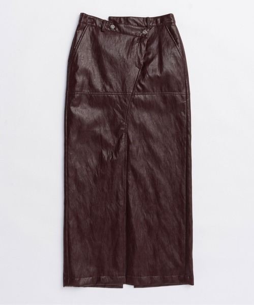 MAISON SPECIAL(メゾンスペシャル)の「Waist Cross Vegan Leather Tight Slit Skirt/ウエストクロスヴィーガンレザータイトスリットスカート(スカート・レディース・ブラック/ボルドー・36/38)」の10枚目の写真