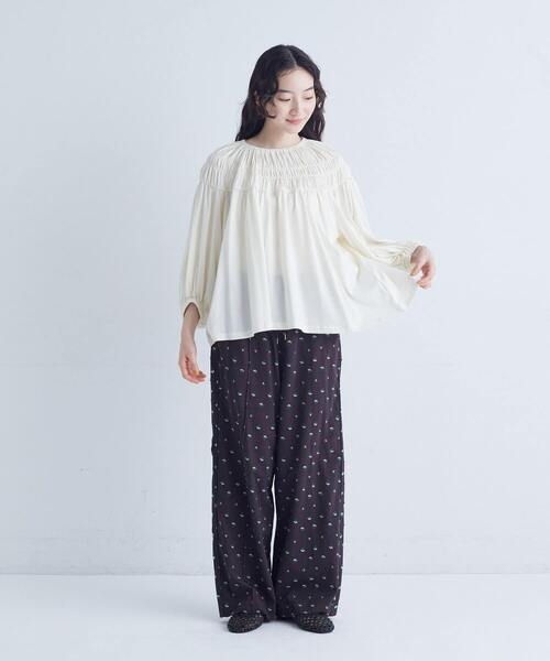 conges payes ADIEU TRISTESSE（コンジェ ペイエ アデュートリステス）の「フラワーカットジャカードパンツ（その他パンツ・レディース・グレー系その他/ブラウン系その他・38）」の11枚目の写真