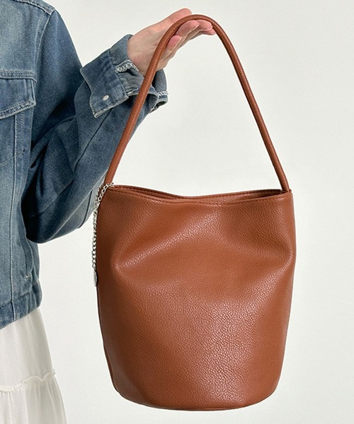 SANSeLF（サンセルフ）の「【SANSeLF】 バケツフォルムハンドバッグ ワンショルダー仕様  ミニマルユース saa25a041（ショルダーバッグ・レディース・ホワイト/ブラック/ライトブラウン・FREE）」の3枚目の写真