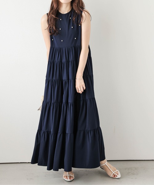 AMELY(エミリー)の「ティアードギャザーワンピース(ワンピース・レディース・ブラック/ネイビー・フリー)」の1枚目の写真