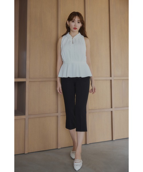 シャツ+ブラウス(半袖+袖なし) herlipto Manon Pleated Peplum Top Manon Pleated Peplum Top（シャツ/ブラウス）｜Her lip to（ハー