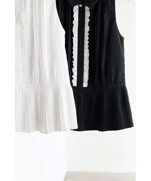 Her lip to(ハーリップトゥー)の「Manon Pleated Peplum Top(シャツ/ブラウス・レディース・ホワイト/ブラック・S/M)」の7枚目の写真