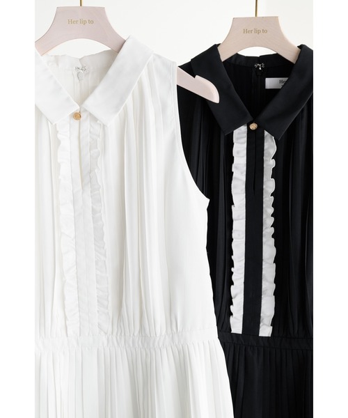 Her lip to(ハーリップトゥー)の「Manon Pleated Peplum Top(シャツ/ブラウス・レディース・ホワイト/ブラック・S/M)」の6枚目の写真