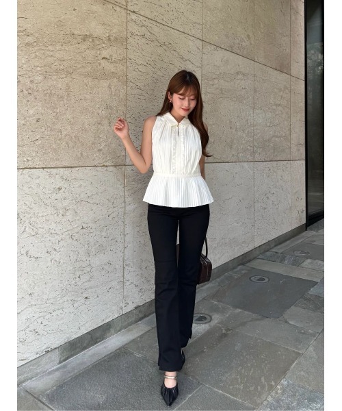 Her lip to(ハーリップトゥー)の「Manon Pleated Peplum Top(シャツ/ブラウス・レディース・ホワイト/ブラック・S/M)」の19枚目の写真