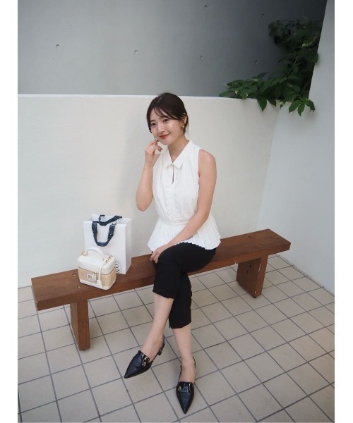 Her lip to(ハーリップトゥー)の「Manon Pleated Peplum Top(シャツ/ブラウス・レディース・ホワイト/ブラック・S/M)」の22枚目の写真