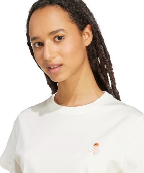 adidas(アディダス)の「アディダス adidas キャット パッチ グラフィック 半袖Tシャツ(Tシャツ/カットソー・レディース・ライトグリーン/ピンク/オフホワイト・M/L/XL)」の5枚目の写真