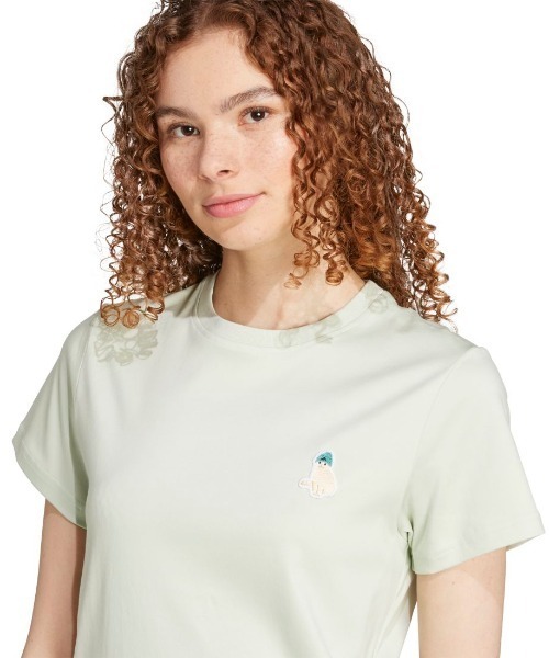 adidas(アディダス)の「アディダス adidas キャット パッチ グラフィック 半袖Tシャツ(Tシャツ/カットソー・レディース・ライトグリーン/ピンク/オフホワイト・M/L/XL)」の9枚目の写真