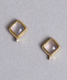 Zoule ゾーラ:Mon bijouxシリーズ gemmy 天然石 ローズクオーツ ブルーカルセドニー ピアス