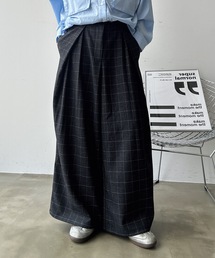 UNDERSTATEMENTs | 【ユニセックス】ブロックチェック×ストライプラップタックワイドスラックス(スラックス)