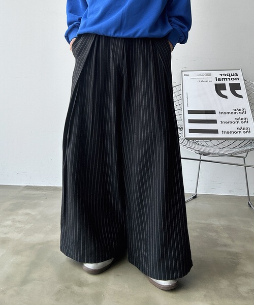 UNDERSTATEMENTs（アンダーステイトメント）の「【ユニセックス】ブロックチェック×ストライプラップタックワイドスラックス（スラックス・メンズ・ブラック系その他/グレー系その他・SMALL/MEDIUM/LARGE）」の13枚目の写真