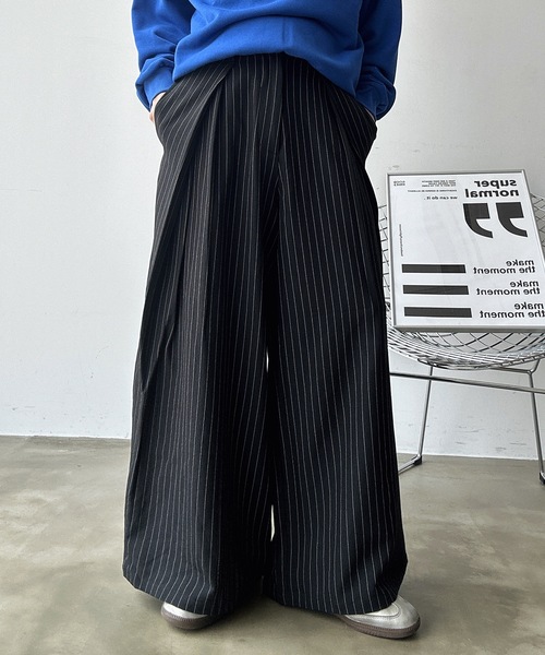 UNDERSTATEMENTs（アンダーステイトメント）の「【ユニセックス】ブロックチェック×ストライプラップタックワイドスラックス（スラックス・メンズ・ブラック系その他/グレー系その他・SMALL/MEDIUM/LARGE）」の17枚目の写真