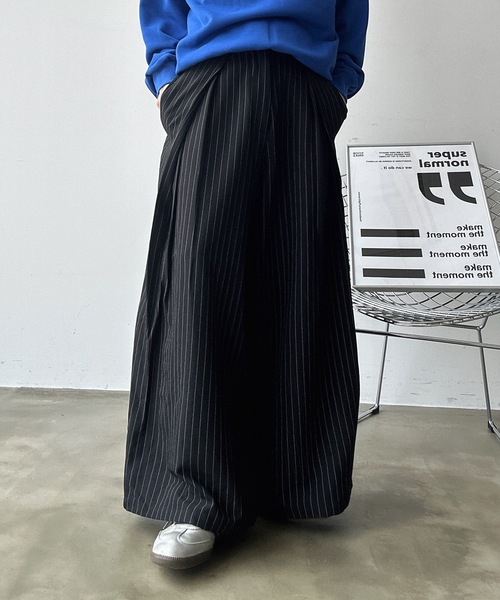 UNDERSTATEMENTs（アンダーステイトメント）の「【ユニセックス】ブロックチェック×ストライプラップタックワイドスラックス（スラックス・メンズ・ブラック系その他/グレー系その他・SMALL/MEDIUM/LARGE）」の18枚目の写真