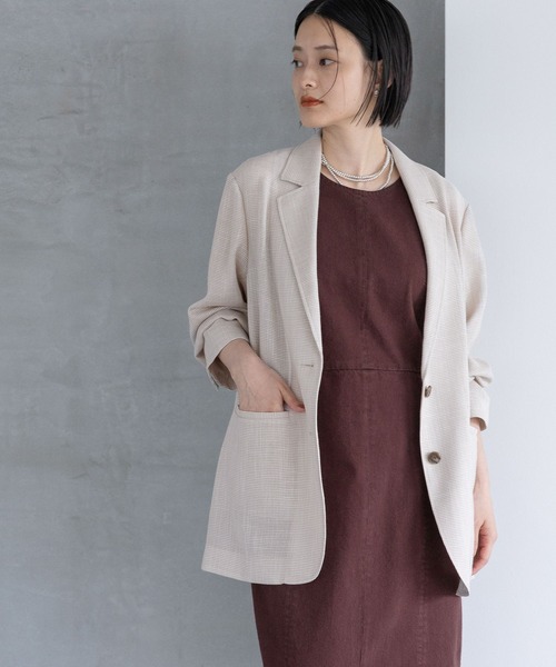 A part by（アパートバイ）の「ツイーディーカラミジャケット（テーラードジャケット・レディース・ブラウン/ブラック系その他2/ライトベージュ・FREE/SMALL）」の8枚目の写真