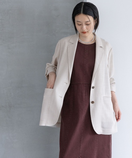 A part by（アパートバイ）の「ツイーディーカラミジャケット（テーラードジャケット・レディース・ブラウン/ブラック系その他2/ライトベージュ・FREE/SMALL）」の9枚目の写真