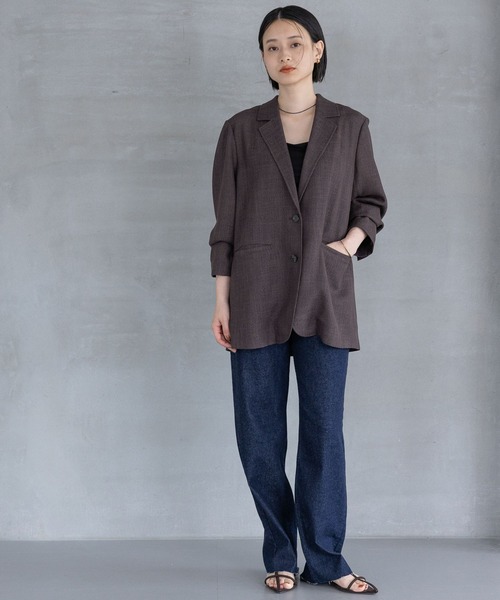 A part by（アパートバイ）の「ツイーディーカラミジャケット（テーラードジャケット・レディース・ブラウン/ブラック系その他2/ライトベージュ・FREE/SMALL）」の11枚目の写真