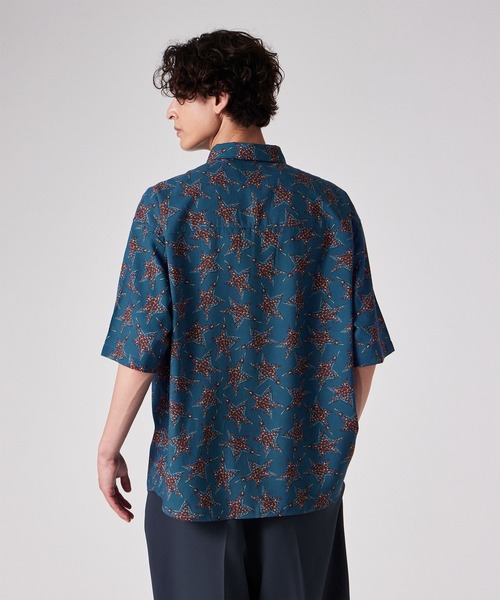 PS Paul Smith（ピーエスポールスミス）半袖シャツ　Lサイズ　送料無料 レア】PaulSmith ポールスミス 半袖シャツ 総柄 黒 Lサイズ