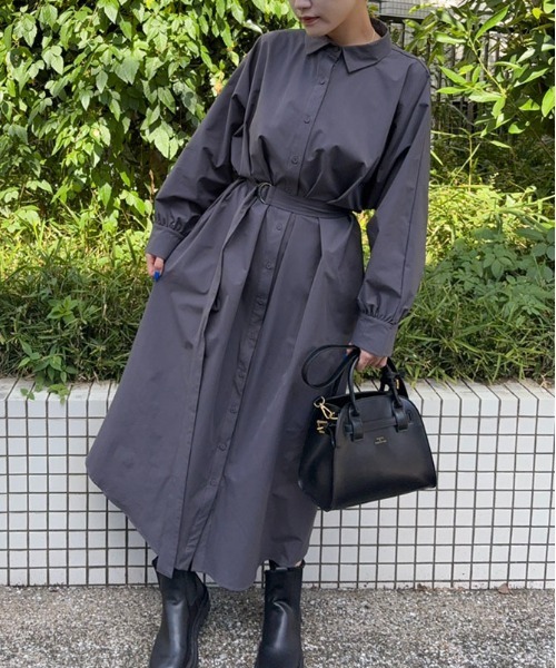 DRAW(ドロー)の「DRAW(ドロー) / ロング シャツ ワンピース(シャツワンピース・レディース・ブラック/カーキ/グレー・MEDIUM/LARGE)」の3枚目の写真