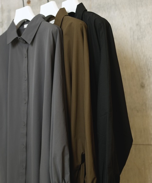 DRAW(ドロー)の「DRAW(ドロー) / ロング シャツ ワンピース(シャツワンピース・レディース・ブラック/カーキ/グレー・MEDIUM/LARGE)」の5枚目の写真