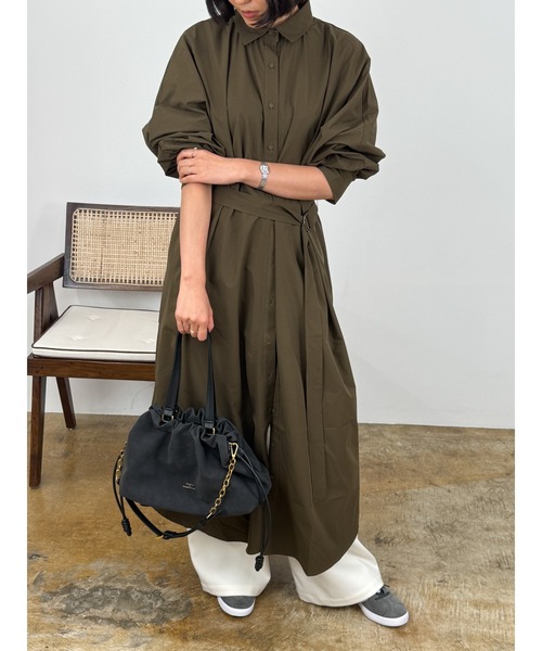 DRAW(ドロー)の「DRAW(ドロー) / ロング シャツ ワンピース(シャツワンピース・レディース・ブラック/カーキ/グレー・MEDIUM/LARGE)」の9枚目の写真