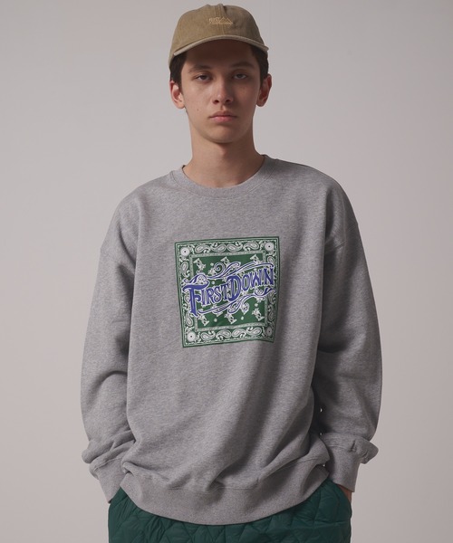 FIRST DOWN（ファーストダウン）の「プリント クルー スウェット（スウェット・メンズ・グリーン/チャコール/グレー・L/M/XL）」の8枚目の写真