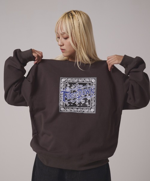 FIRST DOWN（ファーストダウン）の「プリント クルー スウェット（スウェット・メンズ・グリーン/チャコール/グレー・L/M/XL）」の13枚目の写真