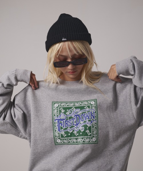 FIRST DOWN（ファーストダウン）の「プリント クルー スウェット（スウェット・メンズ・グリーン/チャコール/グレー・L/M/XL）」の10枚目の写真