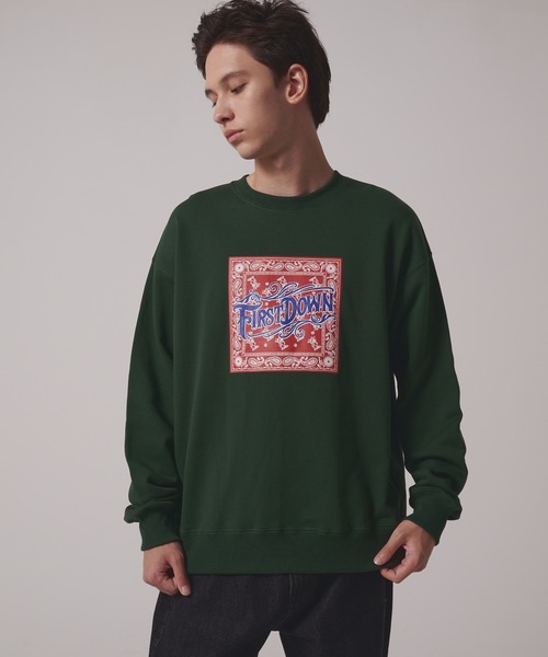 FIRST DOWN（ファーストダウン）の「プリント クルー スウェット（スウェット・メンズ・グリーン/チャコール/グレー・L/M/XL）」の16枚目の写真