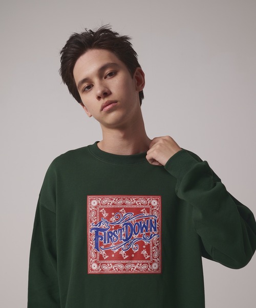 FIRST DOWN（ファーストダウン）の「プリント クルー スウェット（スウェット・メンズ・グリーン/チャコール/グレー・L/M/XL）」の15枚目の写真