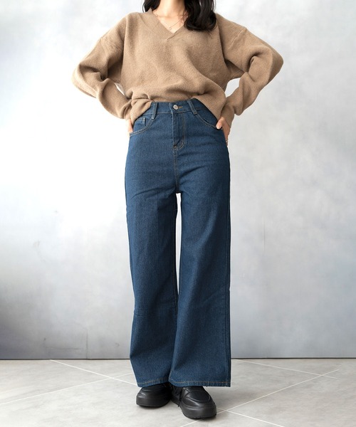 NinaetLina（ニナエリナ）の「セミワイド デニムパンツ（デニムパンツ・レディース・インディゴブルー・S/M/L）」の3枚目の写真