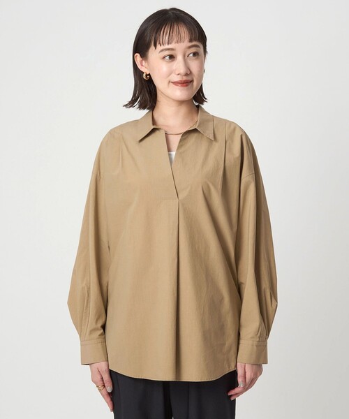 green label relaxing（グリーンレーベルリラクシング）の「スキッパー ドルマン シャツ（シャツ/ブラウス・レディース・ベージュ/ホワイト/ダークグレー・FREE）」の16枚目の写真