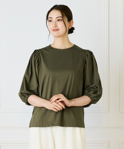 INED（イネド）の「パフスリーブカットソー（Tシャツ/カットソー・レディース・ブラック/カーキ/オフホワイト・9号）」の11枚目の写真