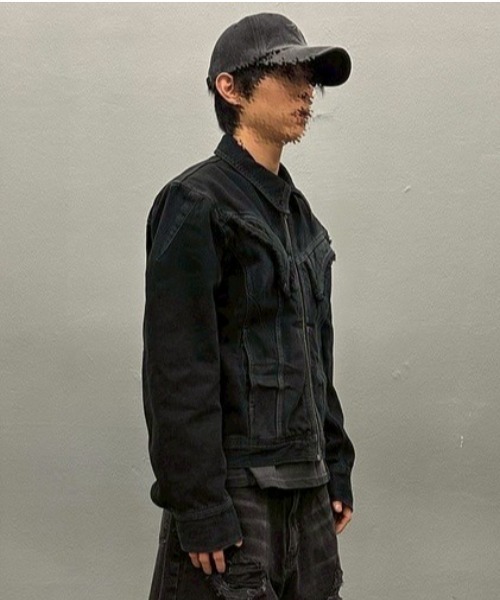BLR/ビーエルアール/Dyed Curved Line Denim Trucker Jacket