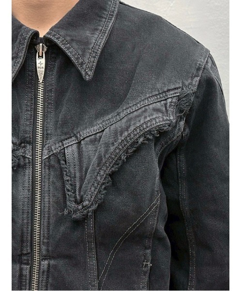 BLR/ビーエルアール/Dyed Curved Line Denim Trucker Jacket