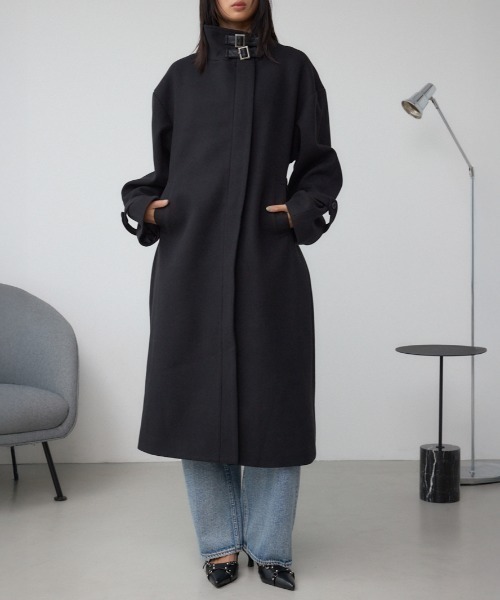セール】B-HEAT スタンドカラージップロングコート（ステンカラー