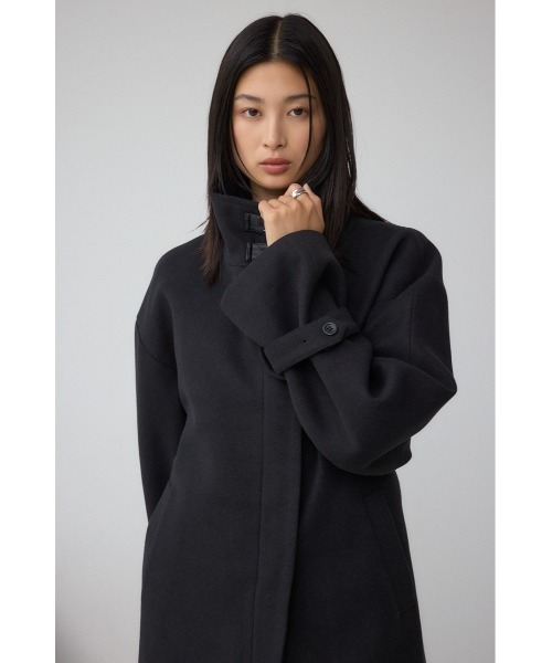 AZUL by moussy(アズールバイマウジー)の「B-HEAT スタンドカラージップロングコート(ステンカラーコート・レディース・杢グレー/ブラック・SMALL/MEDIUM)」の3枚目の写真