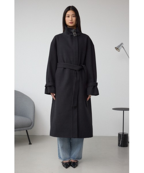 AZUL by moussy(アズールバイマウジー)の「B-HEAT スタンドカラージップロングコート(ステンカラーコート・レディース・杢グレー/ブラック・SMALL/MEDIUM)」の6枚目の写真