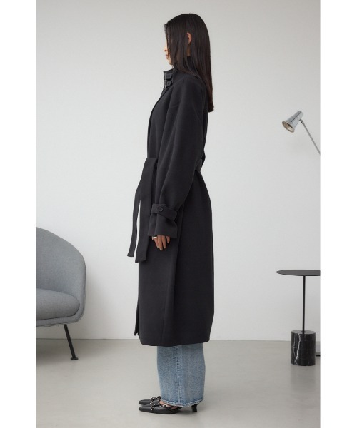AZUL by moussy(アズールバイマウジー)の「B-HEAT スタンドカラージップロングコート(ステンカラーコート・レディース・杢グレー/ブラック・SMALL/MEDIUM)」の7枚目の写真