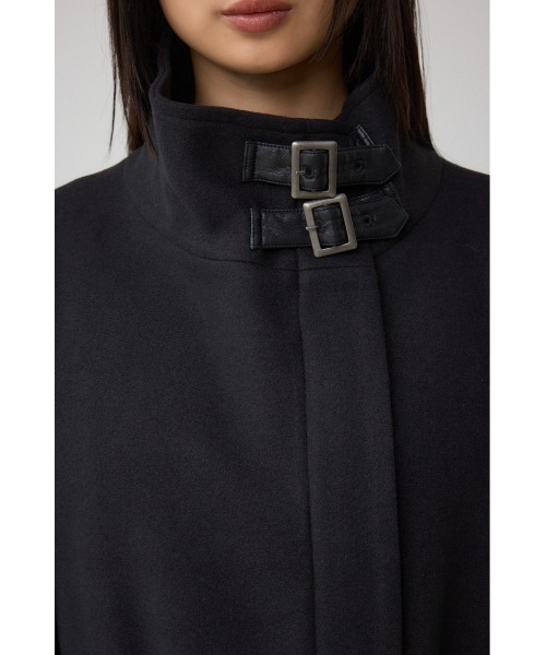 AZUL by moussy(アズールバイマウジー)の「B-HEAT スタンドカラージップロングコート(ステンカラーコート・レディース・杢グレー/ブラック・SMALL/MEDIUM)」の9枚目の写真
