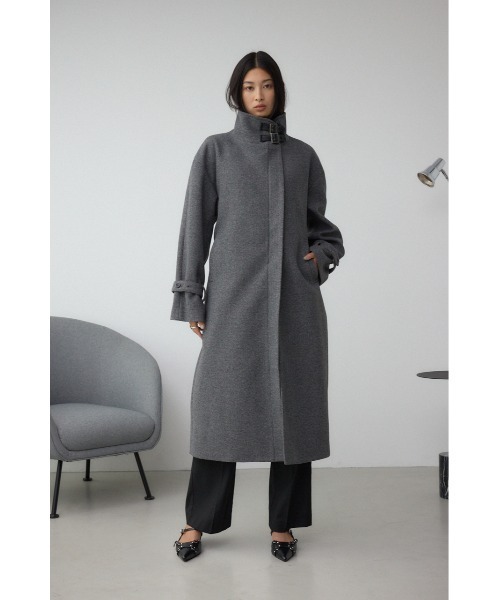 AZUL by moussy(アズールバイマウジー)の「B-HEAT スタンドカラージップロングコート(ステンカラーコート・レディース・杢グレー/ブラック・SMALL/MEDIUM)」の19枚目の写真