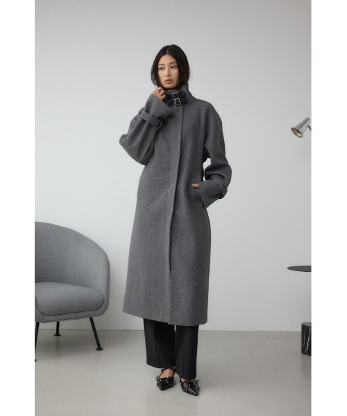 AZUL by moussy(アズールバイマウジー)の「B-HEAT スタンドカラージップロングコート(ステンカラーコート・レディース・杢グレー/ブラック・SMALL/MEDIUM)」の20枚目の写真