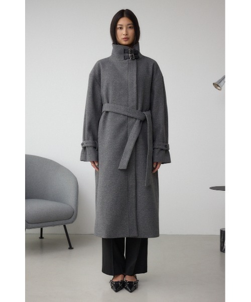 AZUL by moussy(アズールバイマウジー)の「B-HEAT スタンドカラージップロングコート(ステンカラーコート・レディース・杢グレー/ブラック・SMALL/MEDIUM)」の21枚目の写真