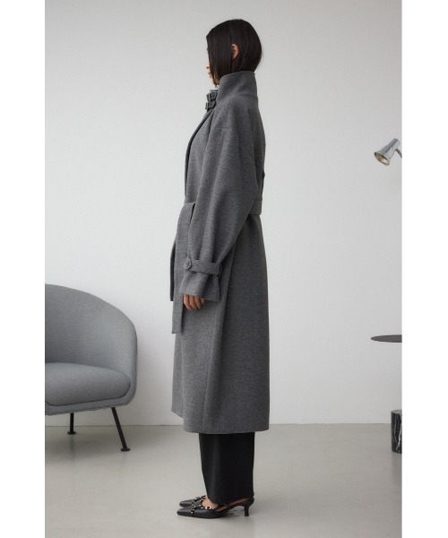 AZUL by moussy(アズールバイマウジー)の「B-HEAT スタンドカラージップロングコート(ステンカラーコート・レディース・杢グレー/ブラック・SMALL/MEDIUM)」の22枚目の写真