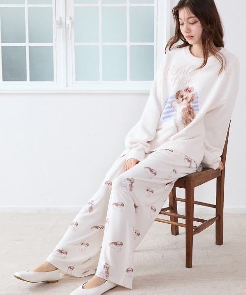 シーズー柄ロングパンツ（ルームウェア/パジャマ）｜gelato pique