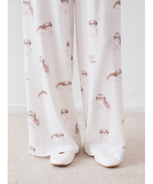 シーズー柄ロングパンツ（ルームウェア/パジャマ）｜gelato pique