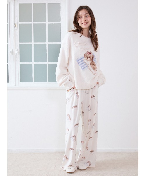 シーズー柄ロングパンツ（ルームウェア/パジャマ）｜gelato