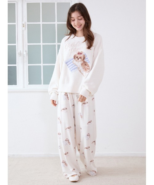 シーズー柄ロングパンツ（ルームウェア/パジャマ）｜gelato pique