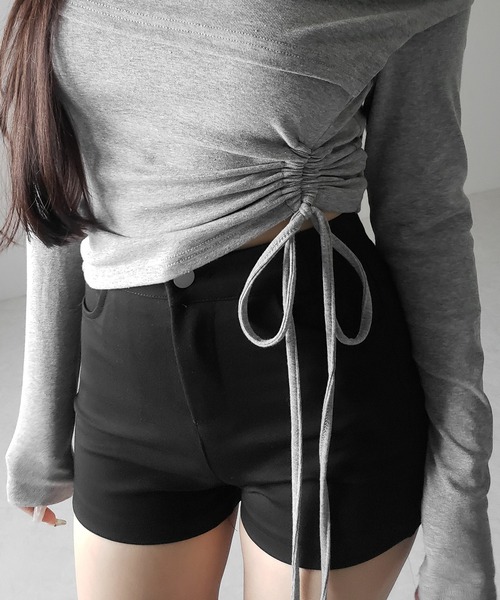 me+em select(ミームセレクト)の「※※シャーリングリボンショートオフショルカットソートップス / shirring ribbon short off shoulder cutsew tops(Tシャツ/カットソー・レディース・ブラック/グレー/ホワイト・FREE)」の11枚目の写真