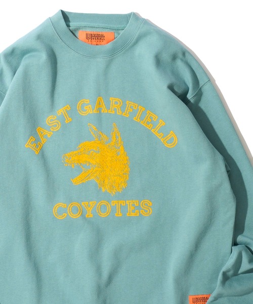 UNIVERSAL OVERALL（ユニバーサルオーバーオール）の「【UNIVERSAL OVERALL】CVC FLEECE GRAPHIC PRINT SWEAT PULLOVER / CVC裏毛 グラフィックプリント スウェットプルオーバー（スウェット・メンズ・ブラック/グレー/ミント・SMALL/MEDIUM/LARGE/X-LARGE）」の3枚目の写真