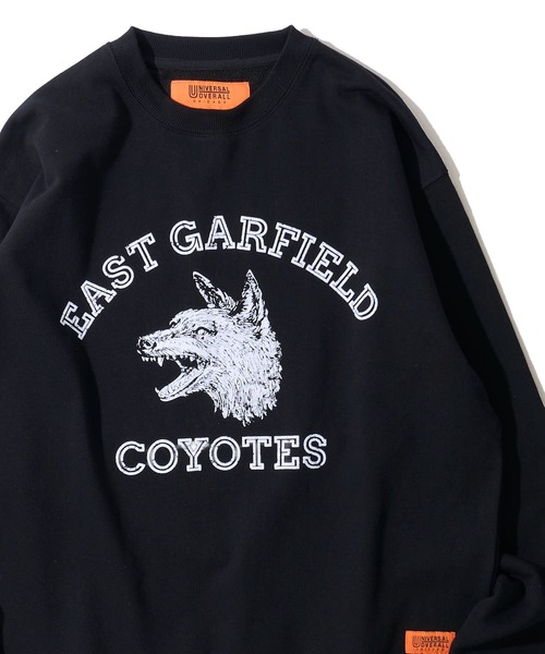 UNIVERSAL OVERALL（ユニバーサルオーバーオール）の「【UNIVERSAL OVERALL】CVC FLEECE GRAPHIC PRINT SWEAT PULLOVER / CVC裏毛 グラフィックプリント スウェットプルオーバー（スウェット・メンズ・ブラック/グレー/ミント・SMALL/MEDIUM/LARGE/X-LARGE）」の2枚目の写真